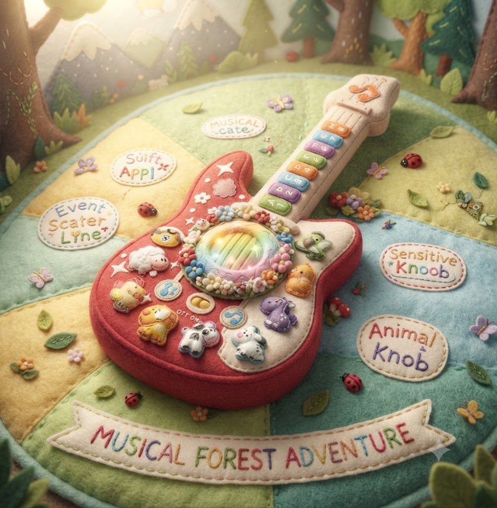Baby Animal Sounds Guitar & Piano Toy | Light-Up Musical Sensory Toy for Toddlers & Christmas Gift