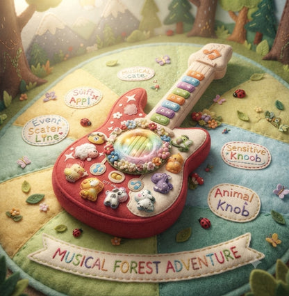 Baby Animal Sounds Guitar & Piano Toy | Light-Up Musical Sensory Toy for Toddlers & Christmas Gift