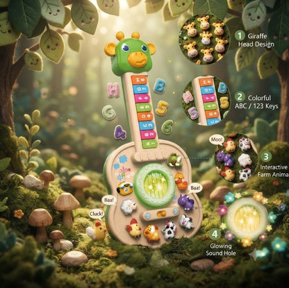 Baby Animal Sounds Guitar & Piano Toy | Light-Up Musical Sensory Toy for Toddlers & Christmas Gift