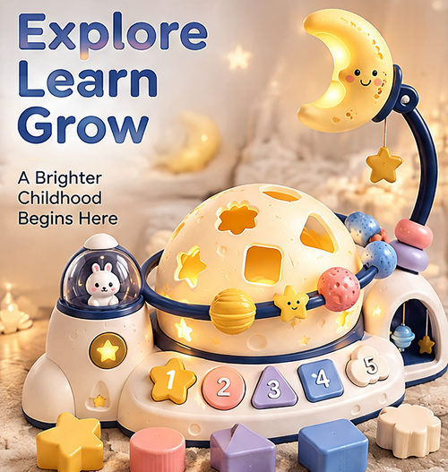 Educational Space Exploration Activity Cube for Toddlers - Montessori Shape Sorter, Number Learning, & Sensory Development Toy - Perfect Baby Birthday Gift (Ages 18M+)