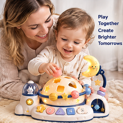 Educational Space Exploration Activity Cube for Toddlers - Montessori Shape Sorter, Number Learning, & Sensory Development Toy - Perfect Baby Birthday Gift (Ages 18M+)