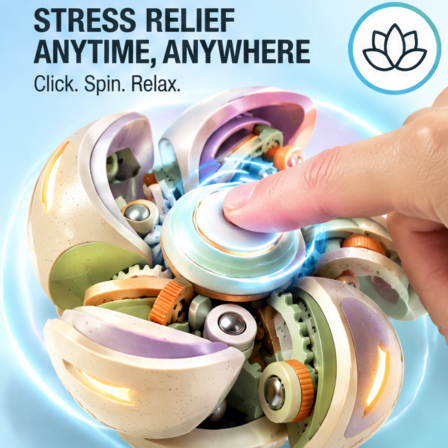 Fidget Spinner Gear Toy – Transformable Mechanical Puzzle Ball, Stress Relief Sensory Toy for Focus, Hand-Eye Coordination, and Problem-Solving Skills for Kids and Adults