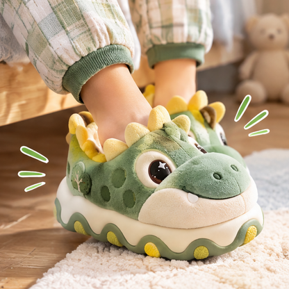 Kids Cute Dinosaur Plush Slippers – Warm Winter Indoor House Shoes with Anti-Slip Sole, Soft Fluffy Comfort Footwear for Toddlers and Boys & Girls