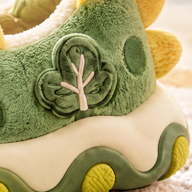 Kids Cute Dinosaur Plush Slippers – Warm Winter Indoor House Shoes with Anti-Slip Sole, Soft Fluffy Comfort Footwear for Toddlers and Boys & Girls