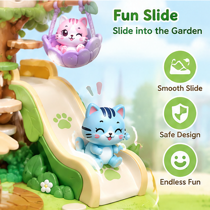 Toddler Cat Tree House Activity Center – Meow Castle Playset with Slide, Working Elevator, Swing, Lights, and Cute Kitten Figurines, Sensory Learning Toy for Boys and Girls Ages 18 Months and Up