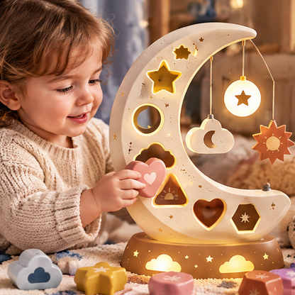 Toddler Educational Crescent Moon Shape Sorter & Sensory Toy – Montessori Learning Storage Box, Matching Cards, & Light-Up Sorting Activity Set for Boys and Girls Ages 18 Months and Up
