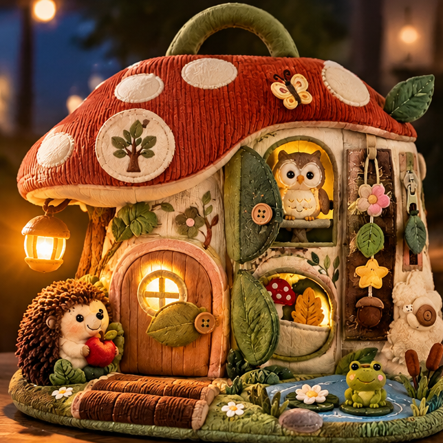 Toddler Plush Mushroom House Activity Center – Soft Stuffed Woodland Playset with Detachable Animal Figurines, Interactive Sensory Zippers, & Fine Motor Skills Learning Toy for Babies and Toddlers