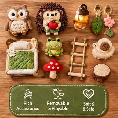 Toddler Plush Mushroom House Activity Center – Soft Stuffed Woodland Playset with Detachable Animal Figurines, Interactive Sensory Zippers, & Fine Motor Skills Learning Toy for Babies and Toddlers